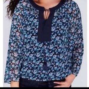Lane Bryant sz 22/24 sheer Floral peasant blouse